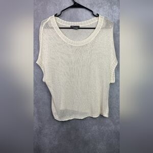 VINCE Open Knit Top Women S‎ Dolman Short Sleeve Sweater Blouse milk White